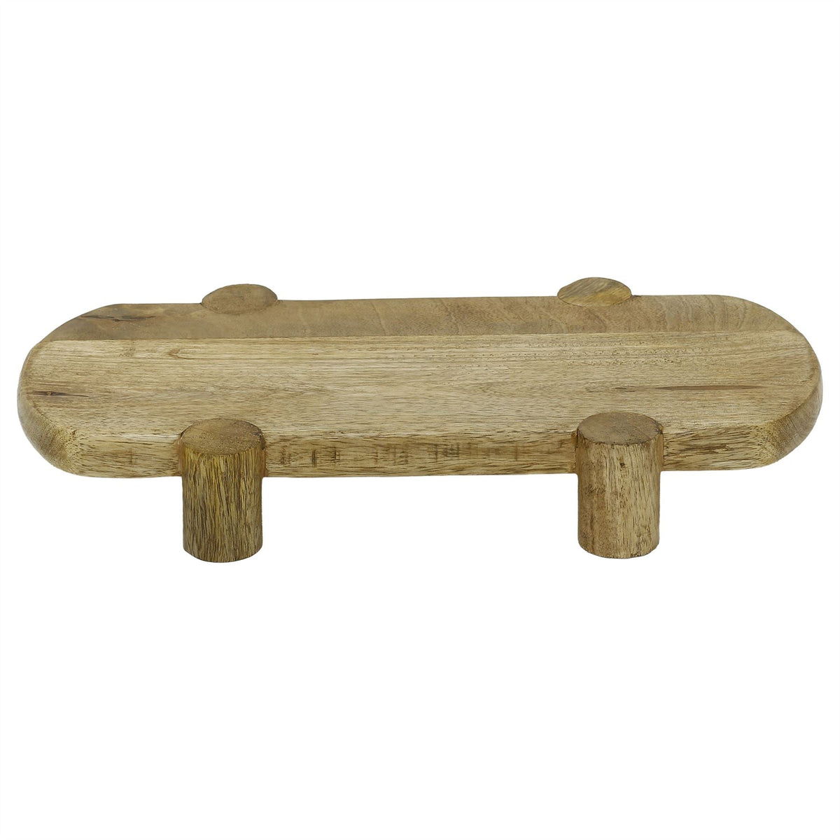 Mango Wood Serving Platter, Natural Raised Cheese Board with Feet 35 x 18 cm Serving Board - Tophatter Daily Deals