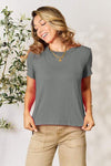 Basic Bae Full Size Round Neck Short Sleeve T-Shirt Heather Gray Women's T-Shirts - Tophatter Daily Deals