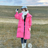Warm Women's Long Coat - Oversized Quilted Cotton, Winter Rose Red 3D Changing Face Moving Picture Frame - Tophatter Daily Deals