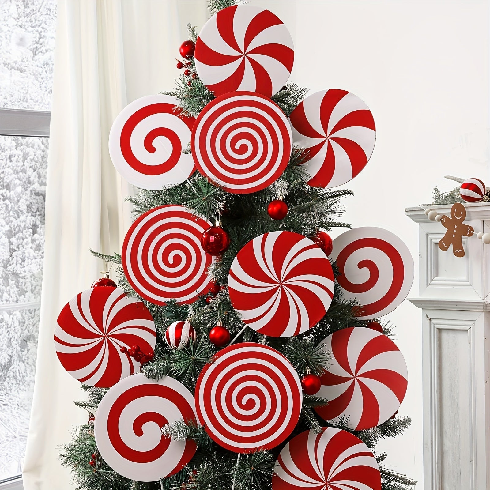 Candy Cane Swirls Christmas Tree Topper & Ornament Set Christmas - Tophatter Daily Deals