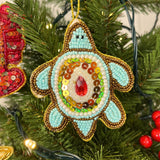 Christmas Tree Beaded Turtle Bauble | Christmas Tree Hanging Ornament - 10cm Baubles - Tophatter Daily Deals