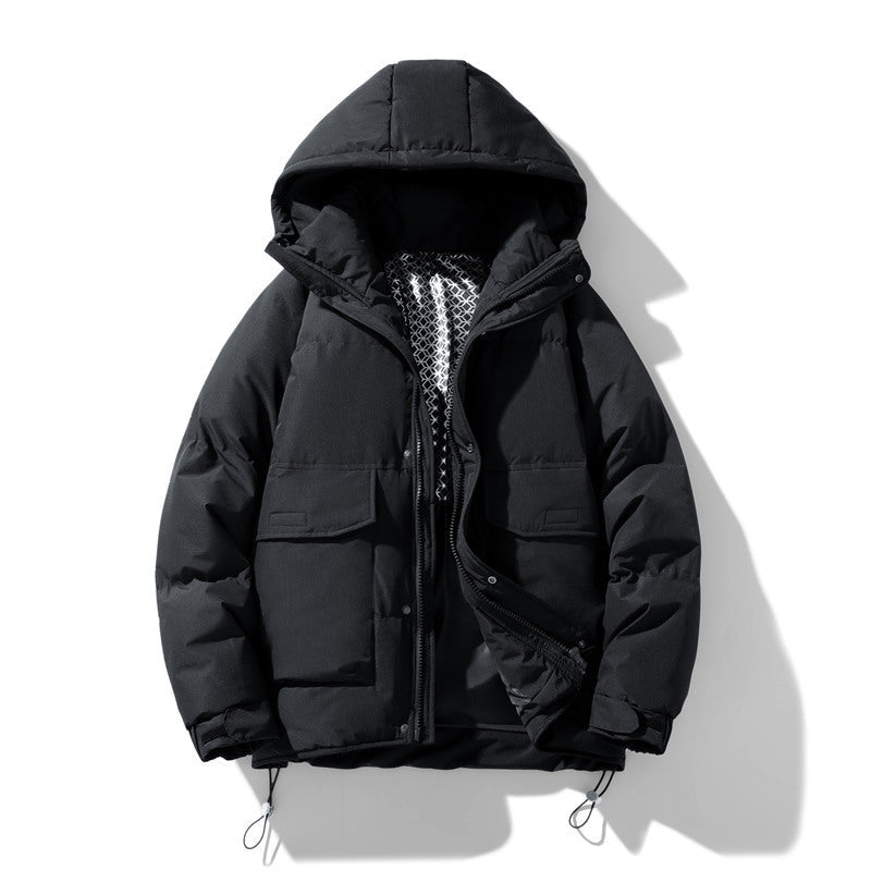 Oversized Unisex Hooded Jacket - Wide Puffer Duck Fill Cold Black 3D Changing Face Moving Picture Frame - Tophatter Daily Deals