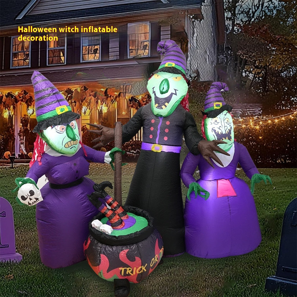 Witch Inflatable Luminous Halloween Yard Decor Outdoor 3D Changing Face Moving Picture Frame - Tophatter Daily Deals