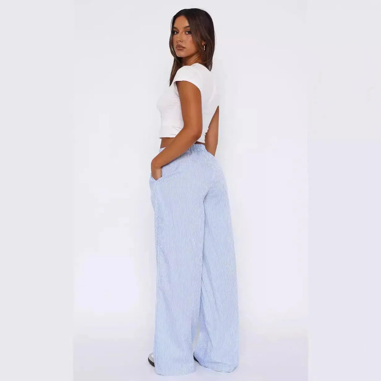 Fashion Casual Striped Trousers Summer Wide Leg Pants Men Pants - Tophatter Daily Deals
