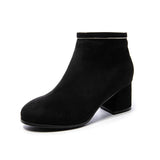Black Martin Boots Shoes Women Thick Heels Black plus velvet 0 - Tophatter Daily Deals