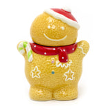Gingerbread Boy Christmas Storage Jar | Festive Ceramic Kitchen Cookie Jar 18cm Jar - Tophatter Daily Deals