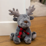 Alfie Reindeer Doorstop | Christmas Door Stop with Antlers & Checkered Scarf Doorstop - Tophatter Daily Deals