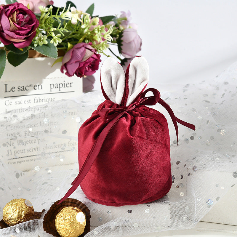 Bag Rabbit Ears Velvet Bag Gift Box Candy Box Wedding Wedding Red 0 - Tophatter Daily Deals