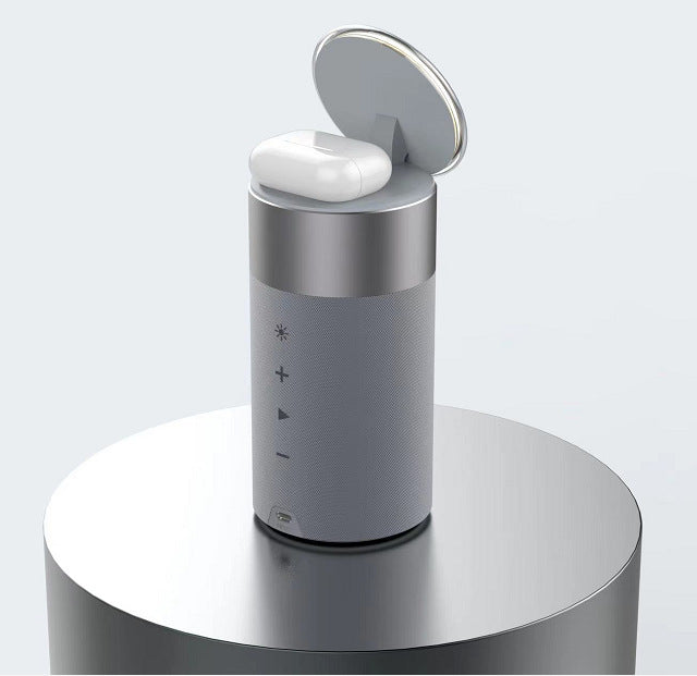 3 In 1 Multi-Function IPhone And AirPods Wireless Charger Portable Bluetooth Speaker With Touch Lamp For Home And Office 0 - Tophatter Daily Deals