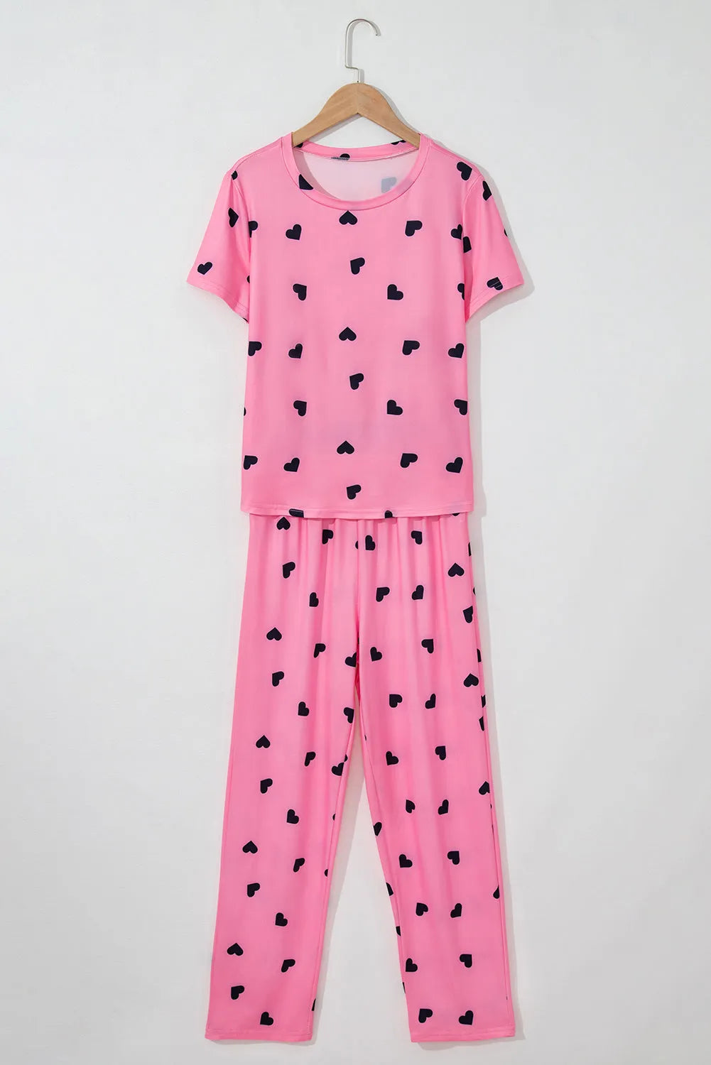Pink Valentines Heart Print Tee and Pants Lounge Set Loungewear & Sleepwear/Sleepwear - Tophatter Daily Deals