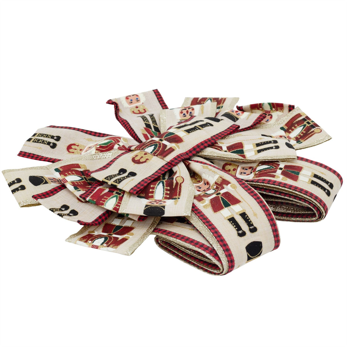 Nutcracker Tree Top Bow with Long Streamer | Fabric Christmas Tree Topper Tree Decoration - Tophatter Daily Deals