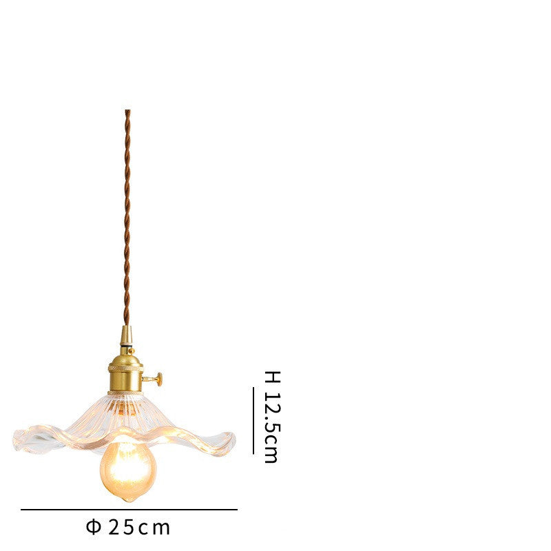 Brass Nordic Japanese Style Simple Niche Glass Chandelier Transparent pure copper 4WLED warm light 0 - Tophatter Daily Deals