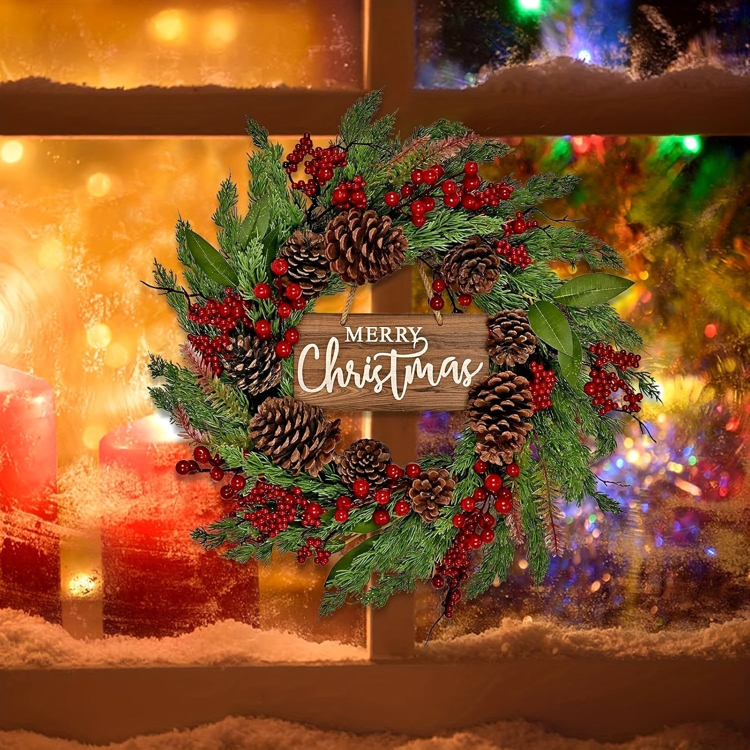 Christmas Wreath with Pinecones & Berries Christmas - Tophatter Daily Deals