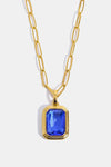 Zircon 18K Gold-Plated Geometrical Shape Pendant Necklace Royal Blue One Size Necklaces - Tophatter Daily Deals