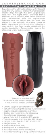 Zero Tolerance Grip It Dark – Soft Stretchy Canister Stroker > Sex Toys For Men > Masturbators Cup - Tophatter Daily Deals