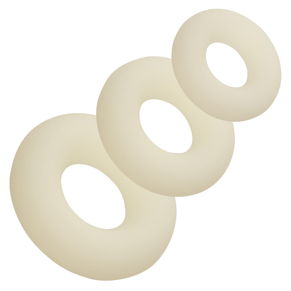Alpha Glow-In-The-Dark Liquid Silicone 3 Ring Set in White with Multiple Sizes > Cock Ring > Sets - Tophatter Daily Deals