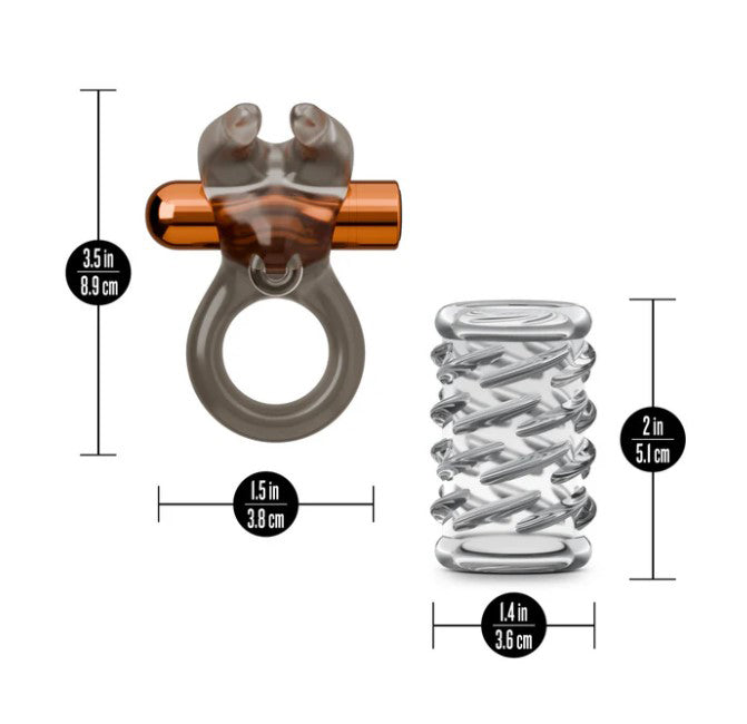 Stay Hard Vibrating Cock Ring Set With Textured Sleeve – Vibrating Cock Ring Set > Cock Ring > Vibrating - Tophatter Daily Deals