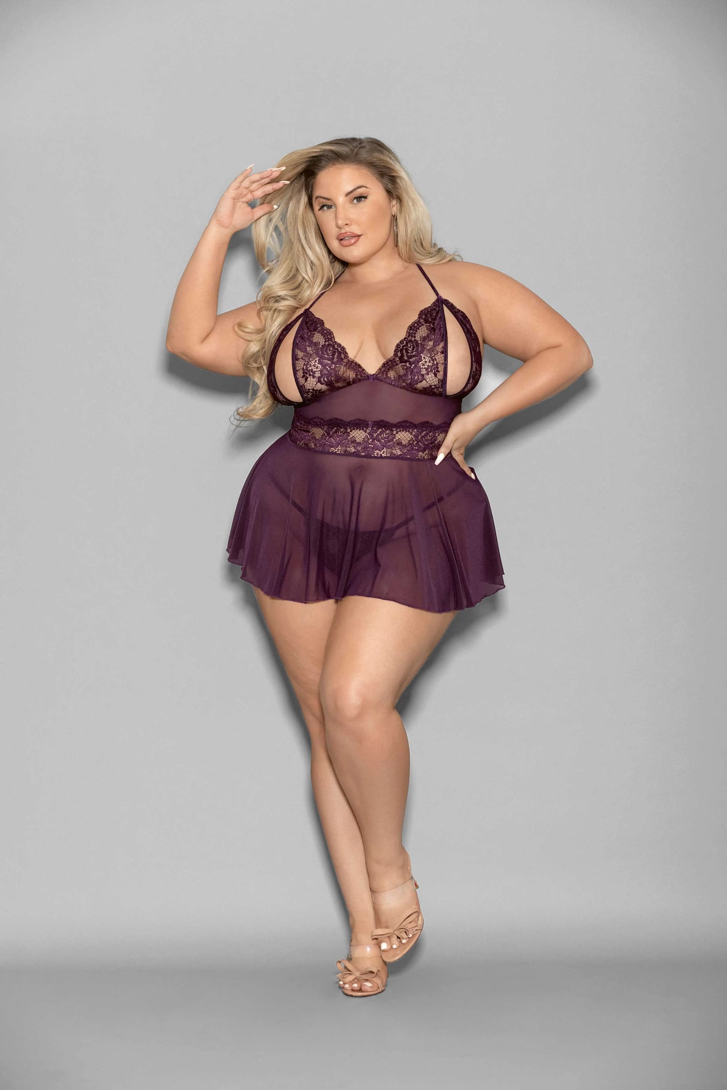 Shorty Babydoll Queen Size – Lace Mesh Halter Tie Lingerie > Clothes > Plus Size Lingerie - Tophatter Daily Deals
