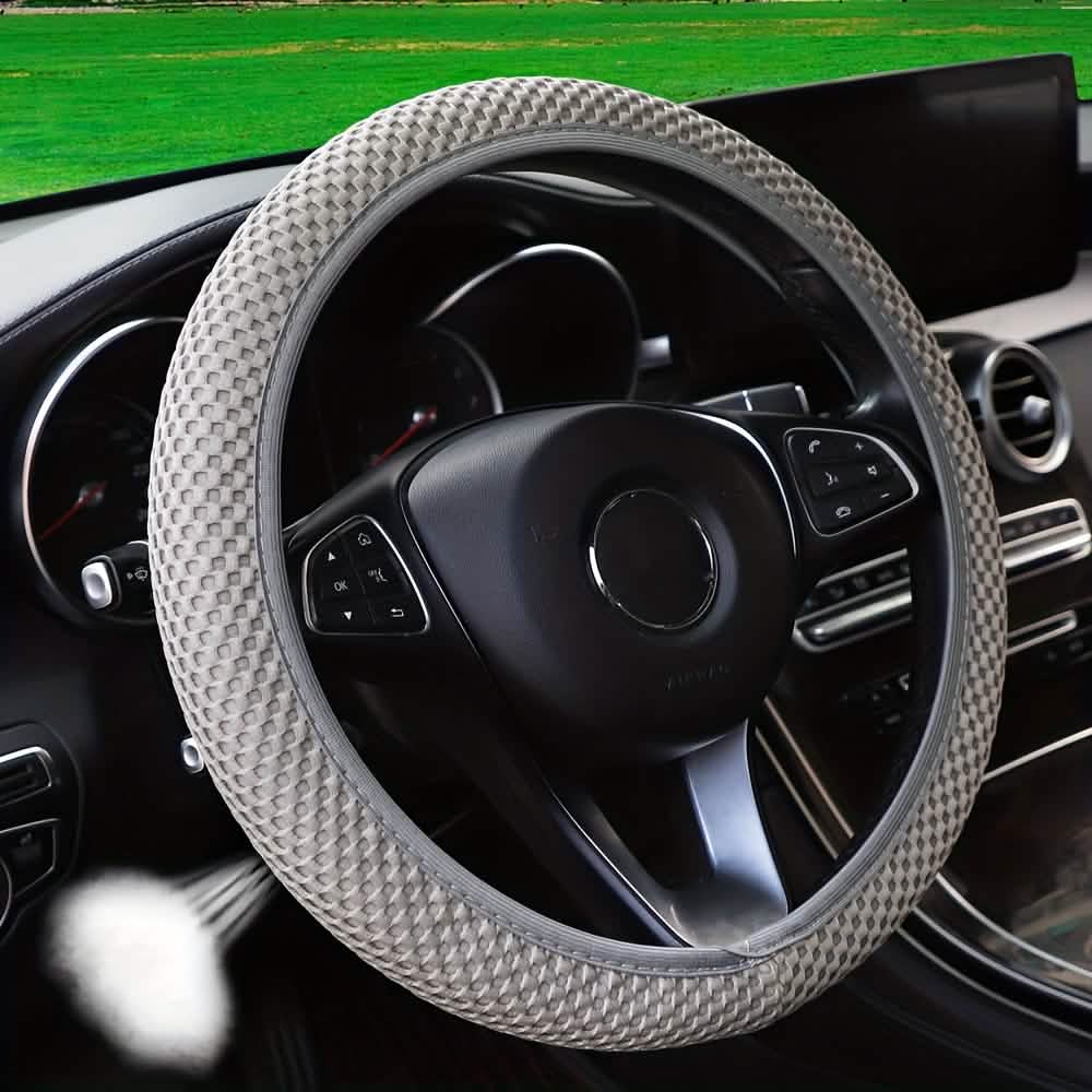 Breathable Comfortable Non-slip Mesh Steering Wheel Cover Gray Automotive - Tophatter Daily Deals