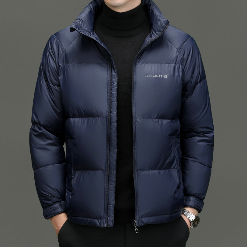 Insulating Men's Puffer Jacket - Stand Collar, Poly, Winter Dark Blue 3D Changing Face Moving Picture Frame - Tophatter Daily Deals