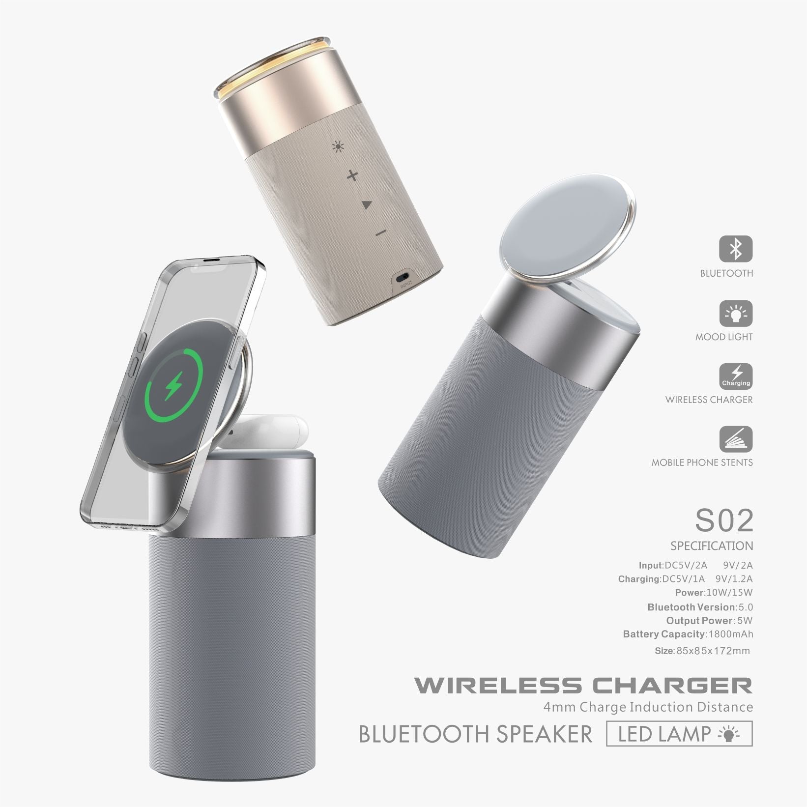 3 In 1 Multi-Function IPhone And AirPods Wireless Charger Portable Bluetooth Speaker With Touch Lamp For Home And Office 0 - Tophatter Daily Deals