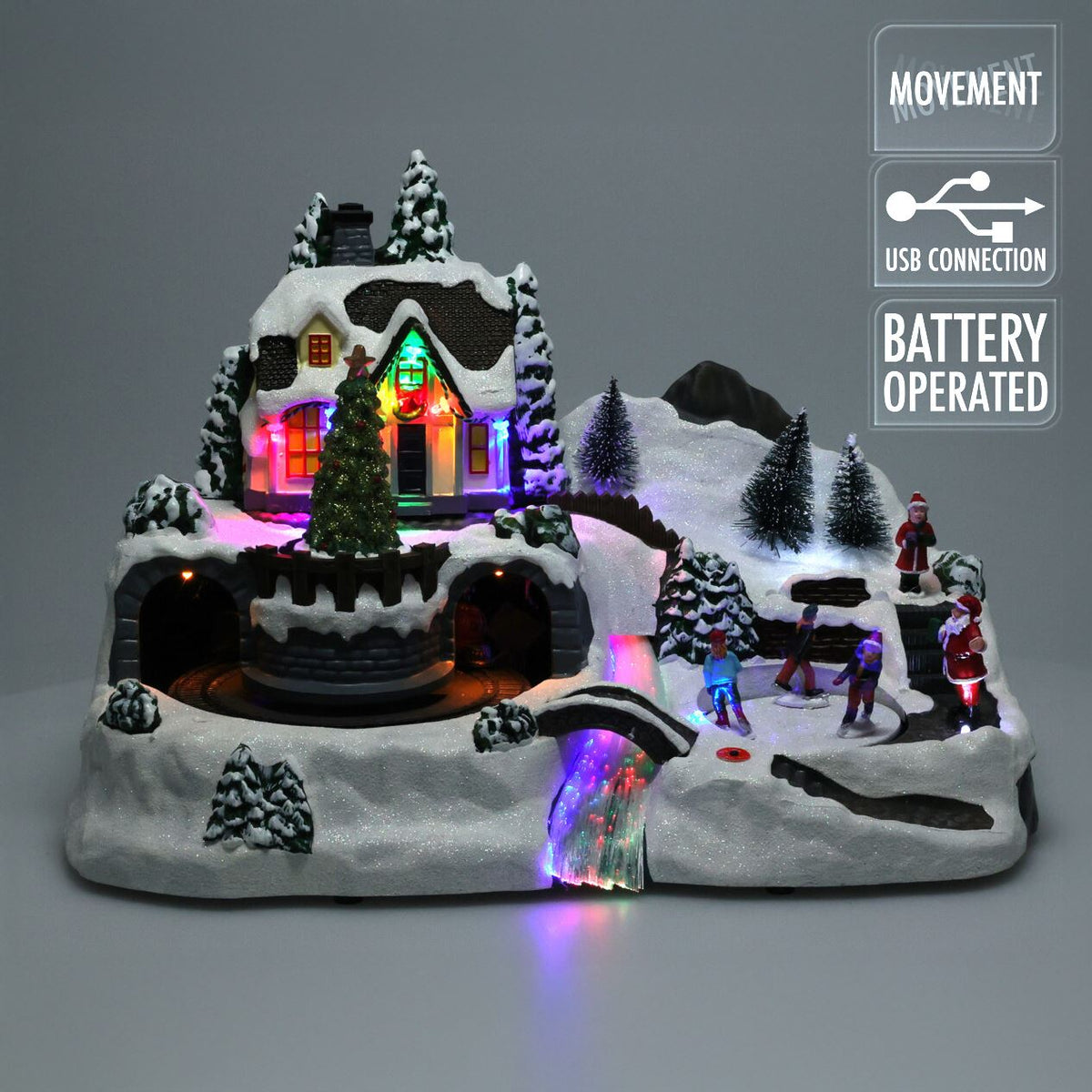 Enchanted Forest LED Christmas Scene | Light-up Village with Movement - 37cm LED Light - Tophatter Daily Deals
