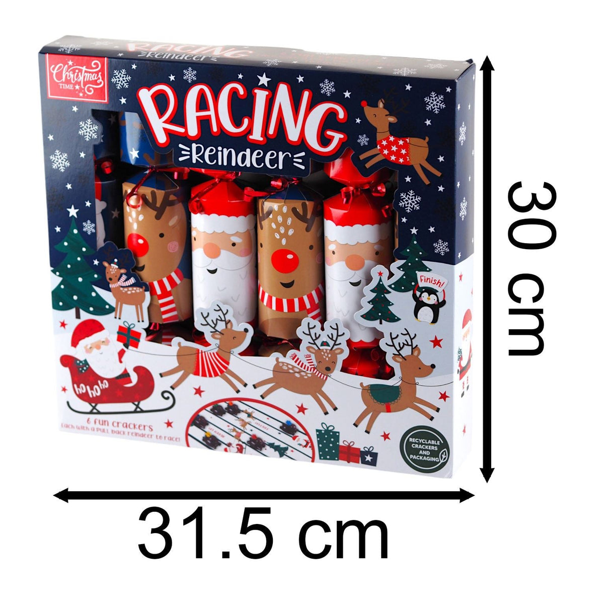 6 Racing Reindeer Christmas Crackers | Family Crackers with Pull-Back Reindeers Christmas Cracker - Tophatter Daily Deals