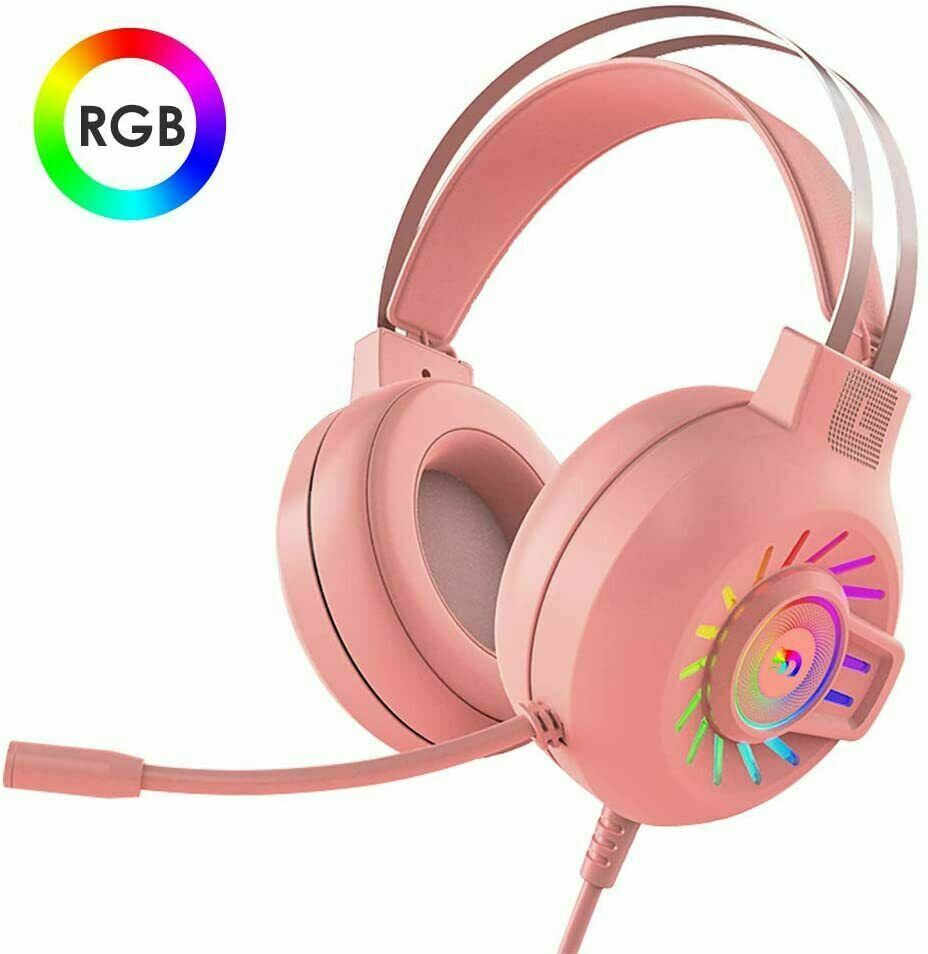 3.5mm Gaming Headset With Mic Headphone For PC Laptop Mac Nintendo PS4 Xbox One Pink 5 - Tophatter Daily Deals