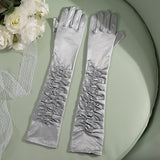 50cm Bridal Wedding Dress Satin Lengthened Gloves Grey 50cm 0 - Tophatter Daily Deals