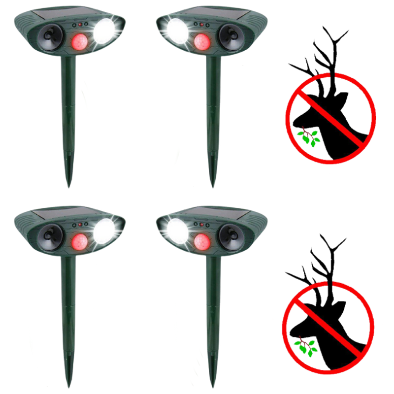 Ultrasonic Deer Repeller Solar Pack Of 4 Garden Fall 2025 - Tophatter Daily Deals