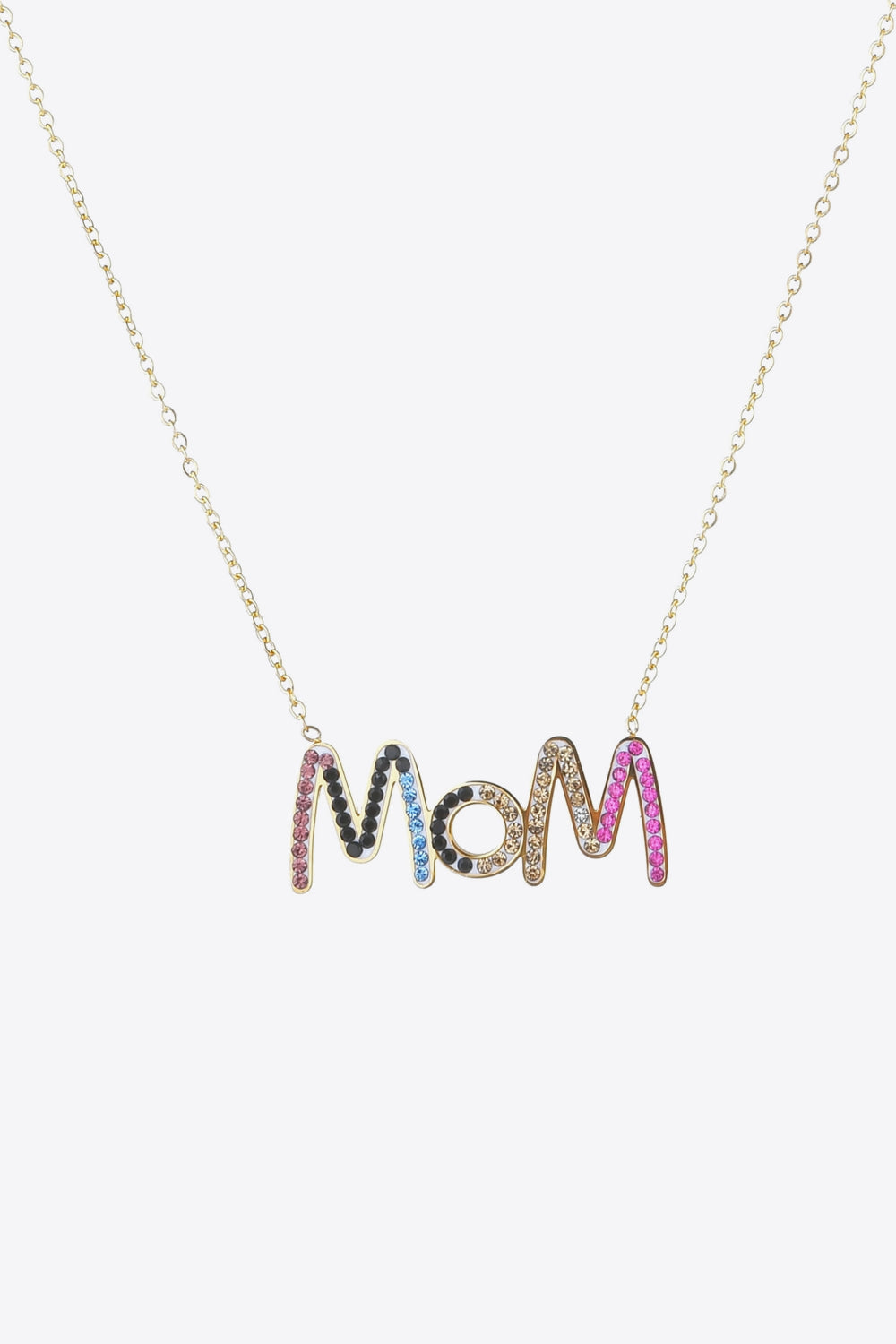 MOM Zircon Stainless Steel Necklace Gold One Size Necklaces - Tophatter Daily Deals