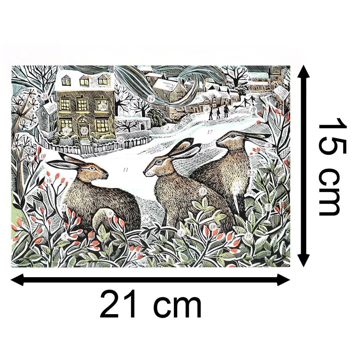 We Three Hares Advent Calendar Greetings Card | Christmas Advent Card & Envelope Advent Calendar - Tophatter Daily Deals