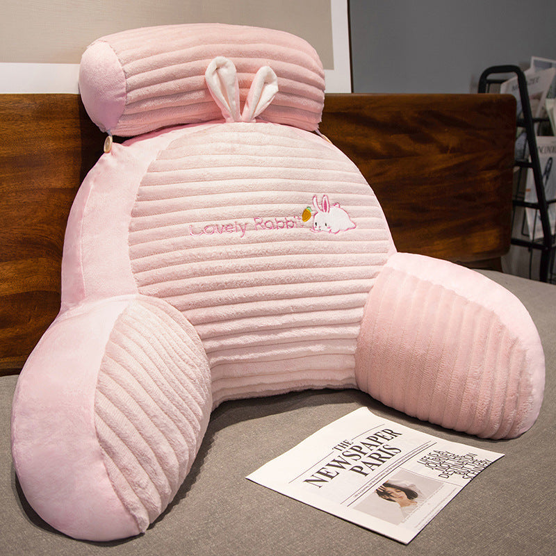 Bedside Cushion Soft Bag Pink Rabbit Striped Flannel 0 - Tophatter Daily Deals