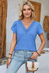 V-Neck Petal Sleeve T-Shirt Ultra marine Women's T-Shirts - Tophatter Daily Deals