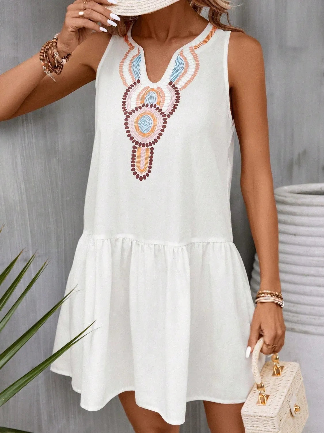 Printed Sleeveless Mini Dress Casual Dresses - Tophatter Daily Deals