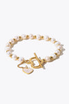 Freshwater Pearl Heart Charm Bracelet Gold Pearl One Size Bracelets - Tophatter Daily Deals