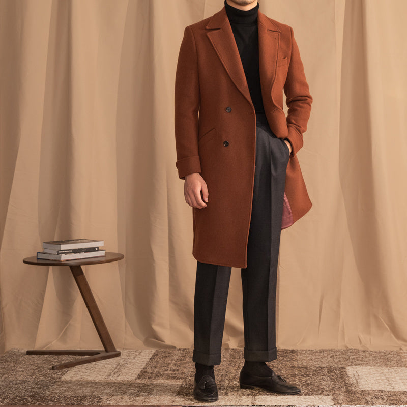 Warm Mens Overcoat - Double-Breasted Midlength Wool Winter 3D Changing Face Moving Picture Frame - Tophatter Daily Deals