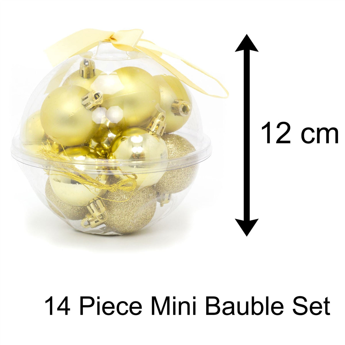 14 Piece Gold Mini Christmas Tree Bauble Box | Xmas Hanging Balls Christmas Tree Ornaments Decorations | Set Of Baubles Baubles - Tophatter Daily Deals