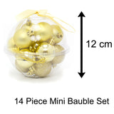 14 Piece Gold Mini Christmas Tree Bauble Box | Xmas Hanging Balls Christmas Tree Ornaments Decorations | Set Of Baubles Baubles - Tophatter Daily Deals