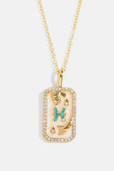Rhinestone Constellation Pendant Copper Necklace Pisces One Size Necklaces - Tophatter Daily Deals
