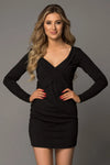 Long Sleeve Plunge Ribbed Bodycon Dress Cocktail Dresses - Tophatter Daily Deals