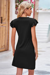 Ruffled Round Neck Cap Sleeve Dress Casual Dresses - Tophatter Daily Deals