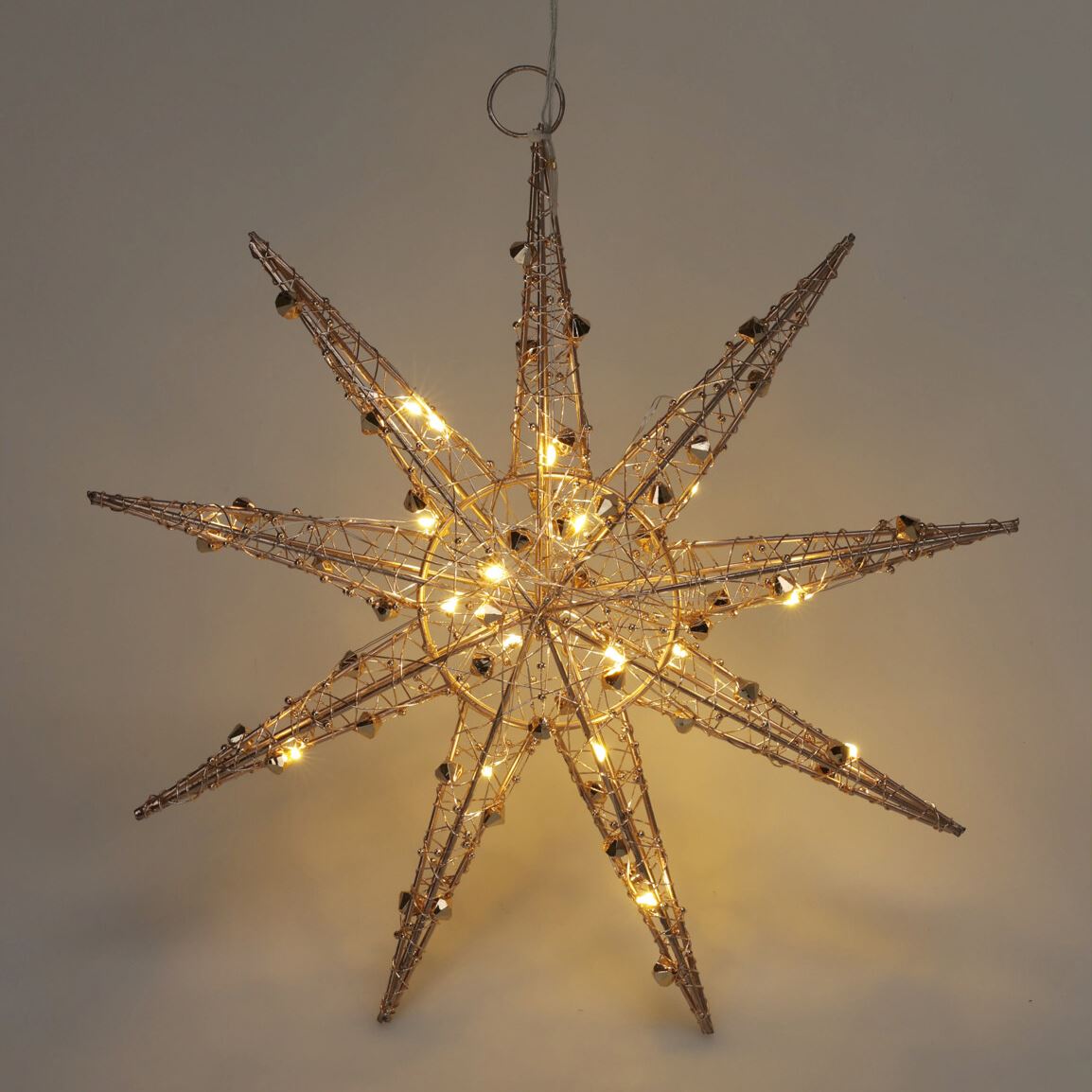 3D Gold Christmas Star Light | 20 LED Battery Operated Window Decoration - 32cm LED Light - Tophatter Daily Deals