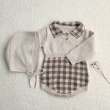 Baby Winter Checkerboard One-piece Newborn Winter Sweater Apricot1 0 - Tophatter Daily Deals