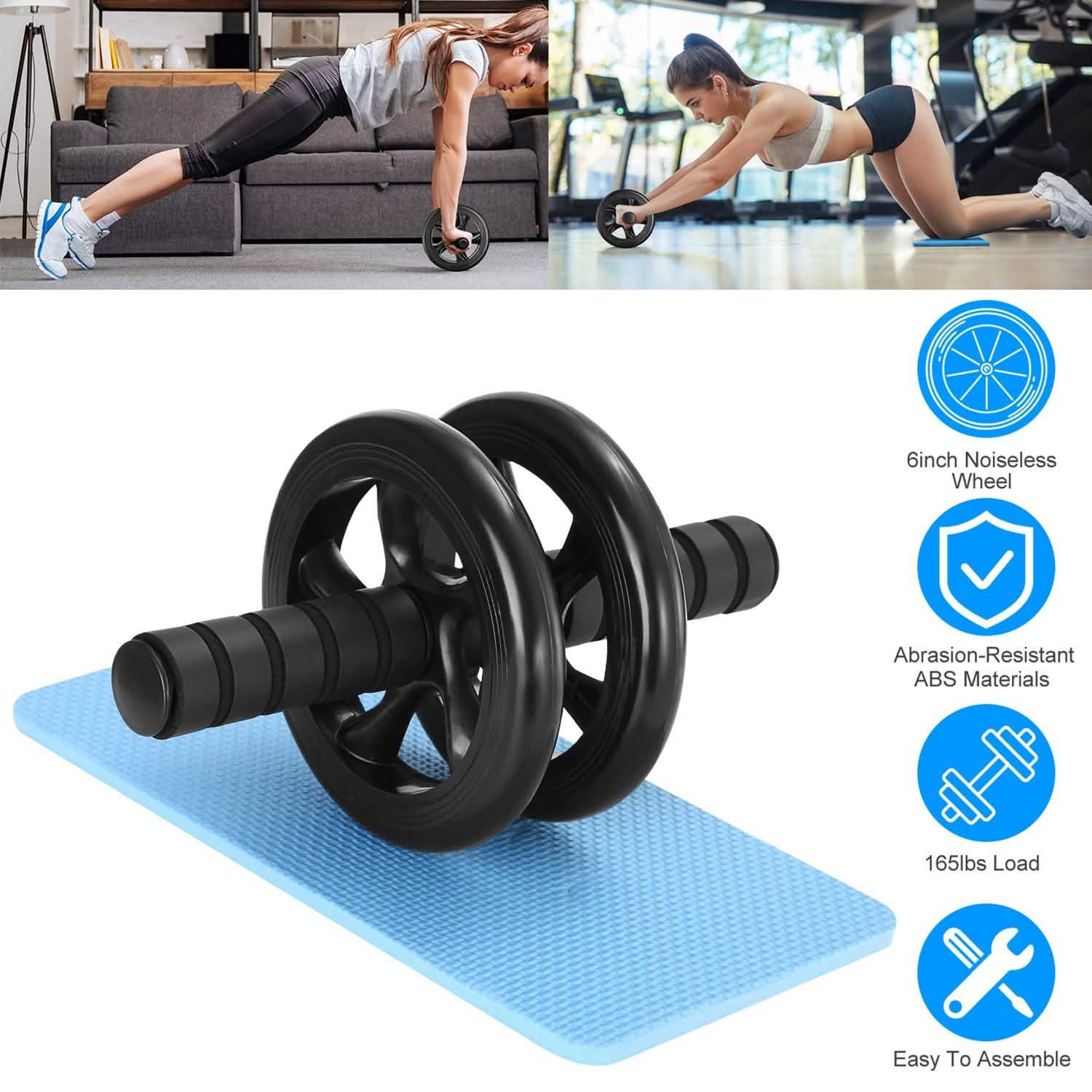 Ab Roller Wheel Fitness Exercise with Knee Pads Fitness & Exercise - Tophatter Daily Deals