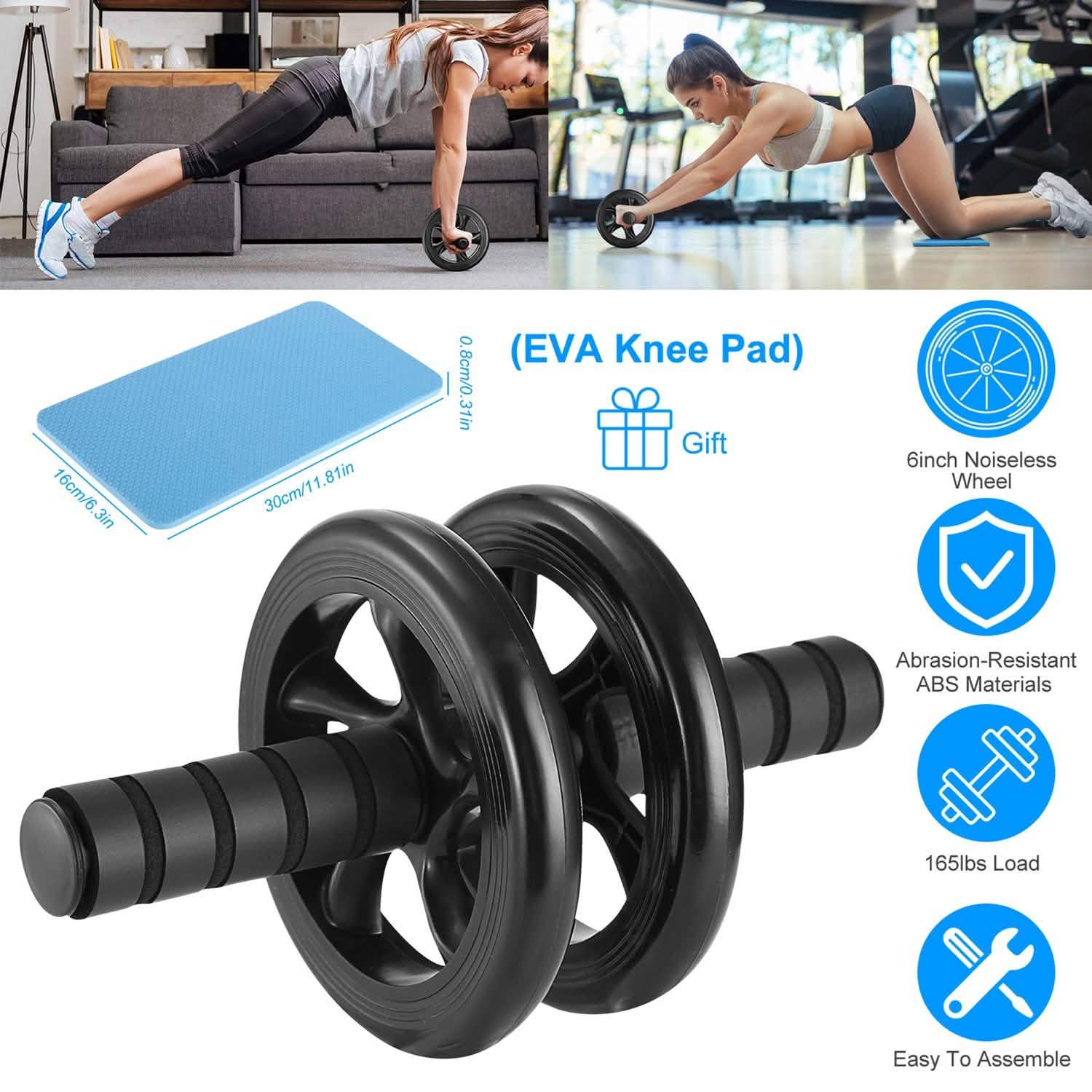 Ab Roller Wheel Fitness Exercise with Knee Pads Fitness & Exercise - Tophatter Daily Deals