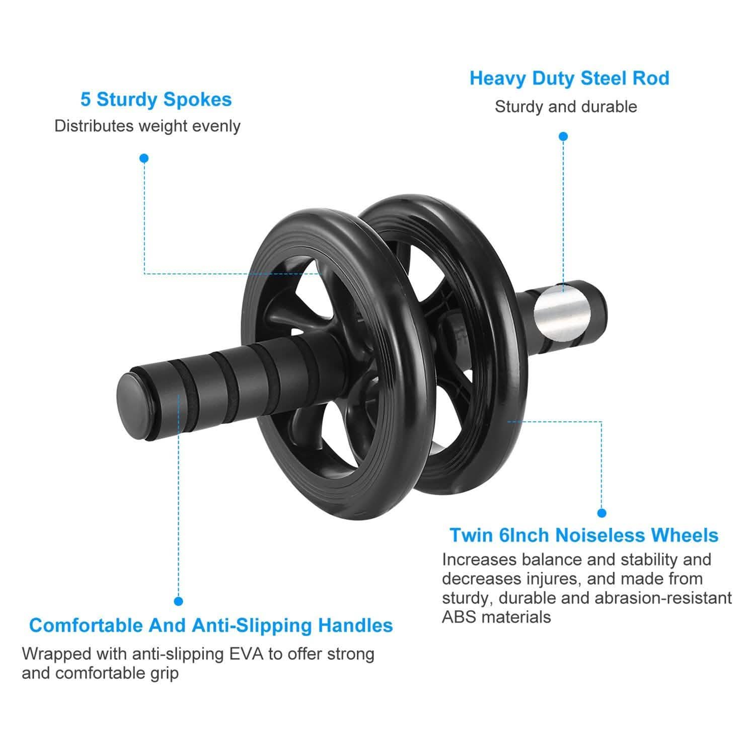 Ab Roller Wheel Fitness Exercise with Knee Pads Fitness & Exercise - Tophatter Daily Deals