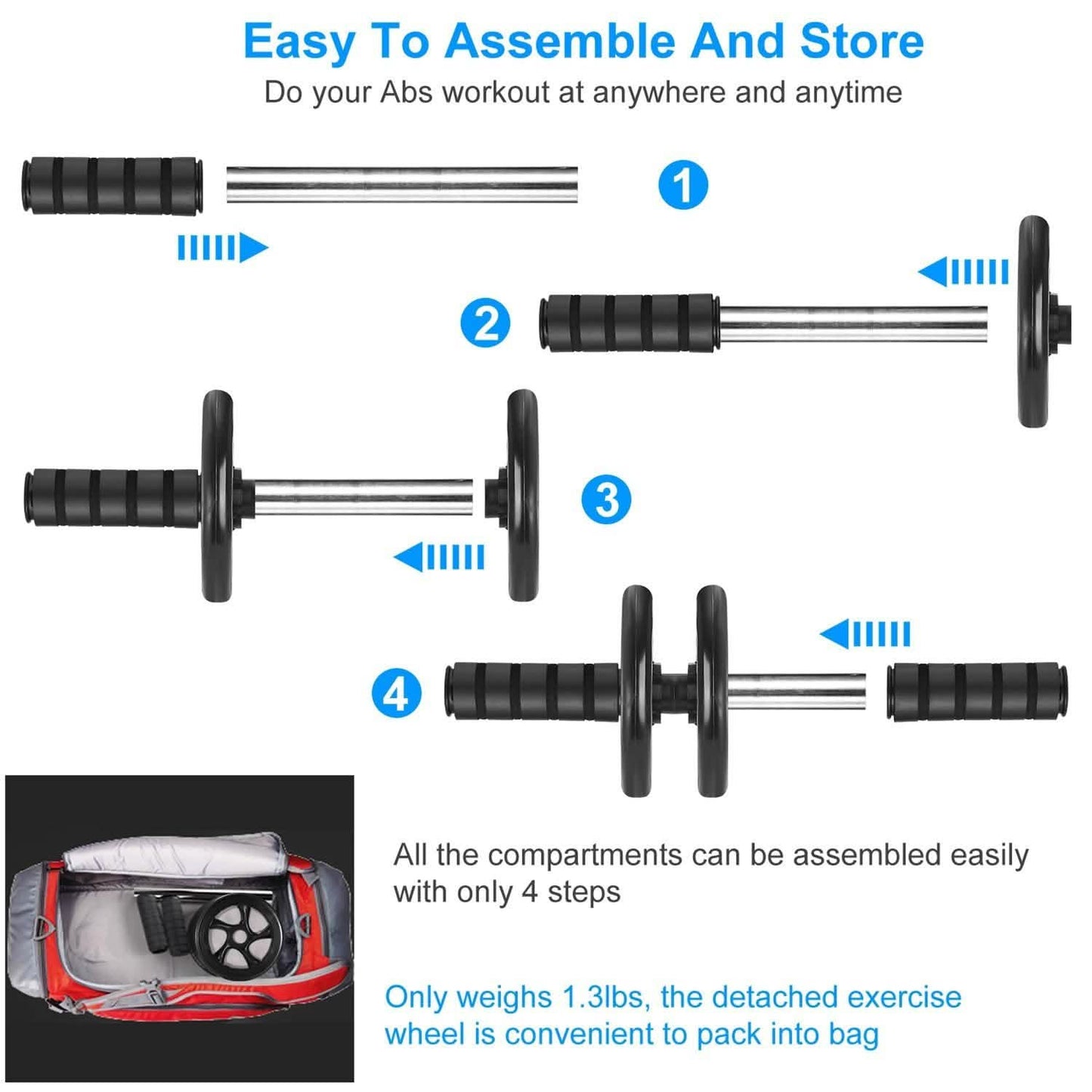 Ab Roller Wheel Fitness Exercise with Knee Pads Fitness & Exercise - Tophatter Daily Deals