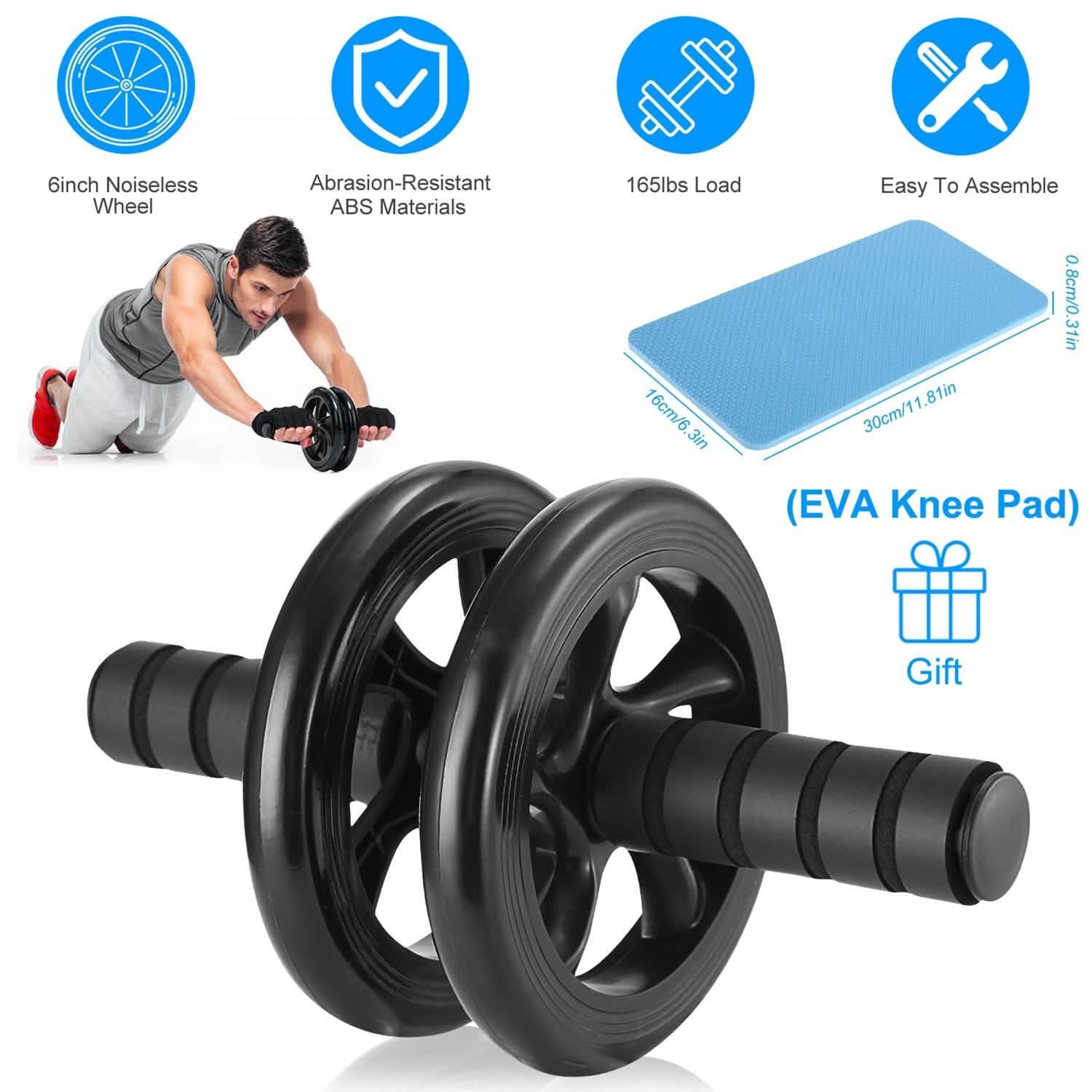 Ab Roller Wheel Fitness Exercise with Knee Pads Fitness & Exercise - Tophatter Daily Deals