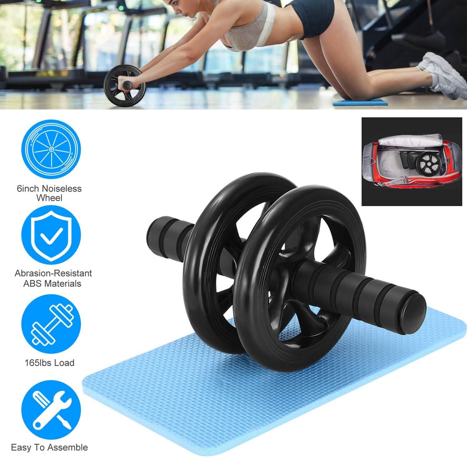 Ab Roller Wheel Fitness Exercise with Knee Pads Fitness & Exercise - Tophatter Daily Deals